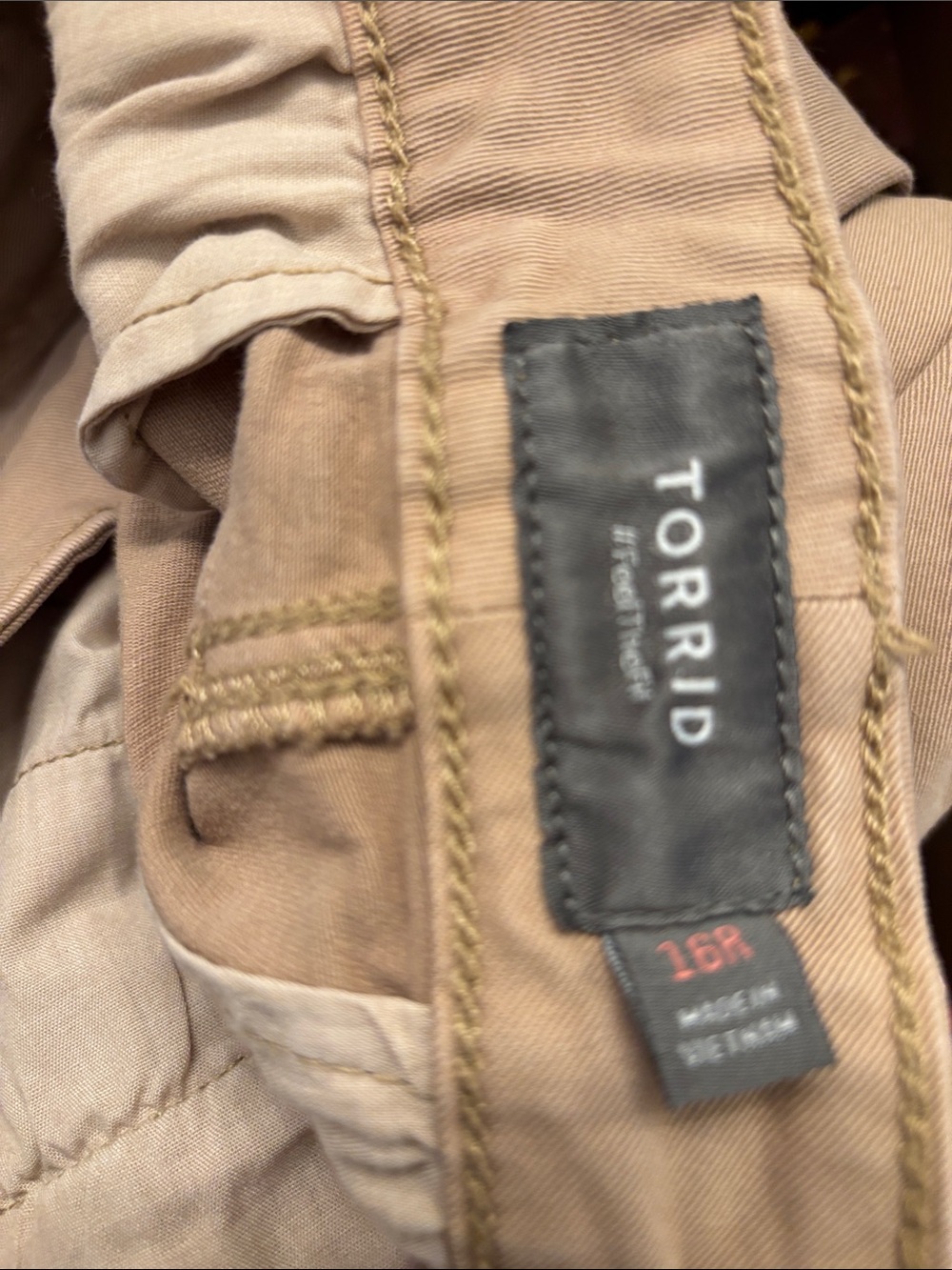 Women's Wide-Leg Cotton Chino Pants - Tan - Picture 3 of 3